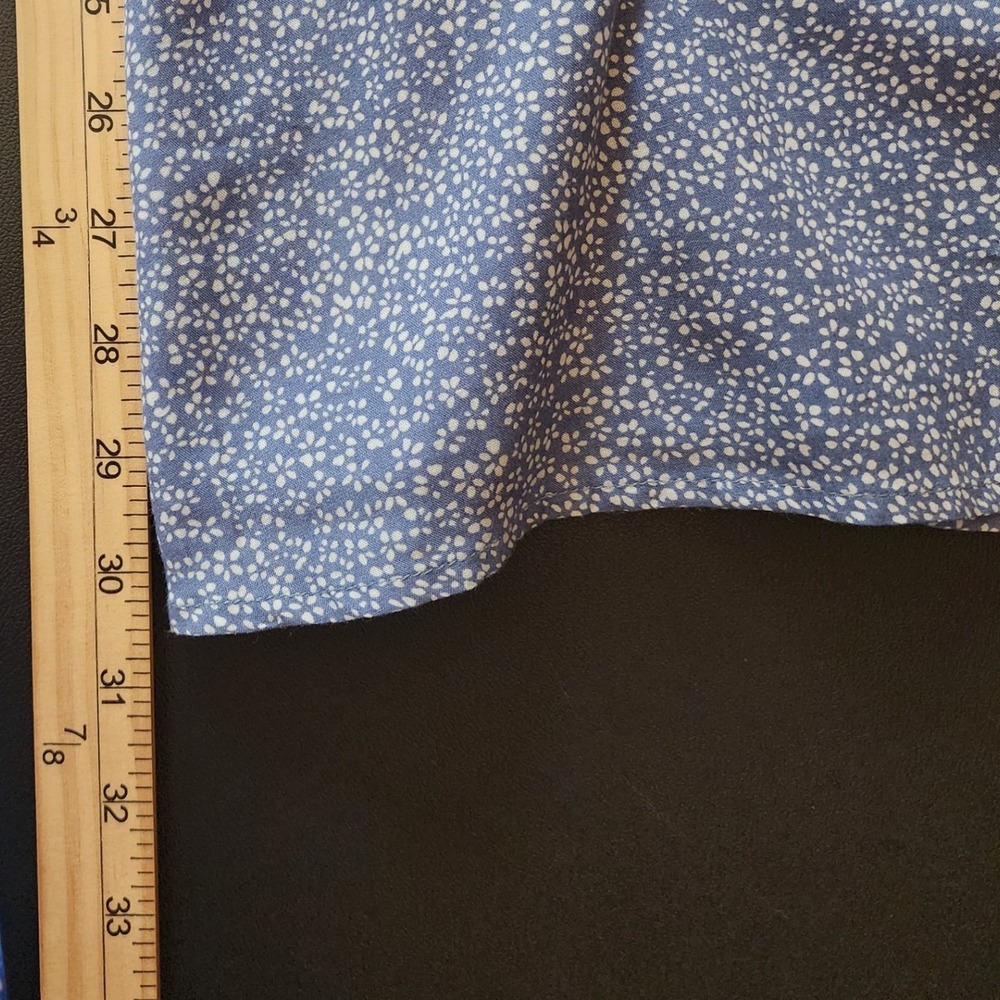 Stolen Hearts Blue Floral Ditsy A-Line Button Front Boho Skirt L - Picture 6 of 6